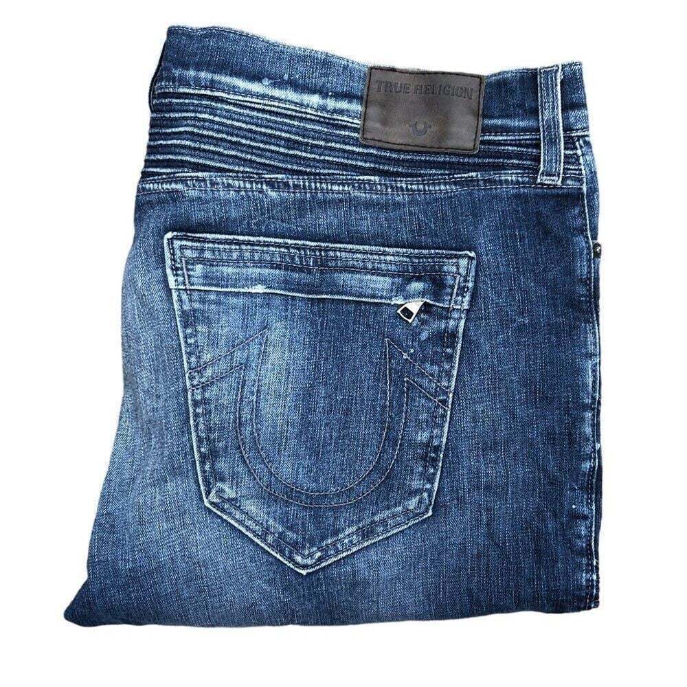 RARE True Religion Jeans Shorts Size 38 GENO MOTO Blue